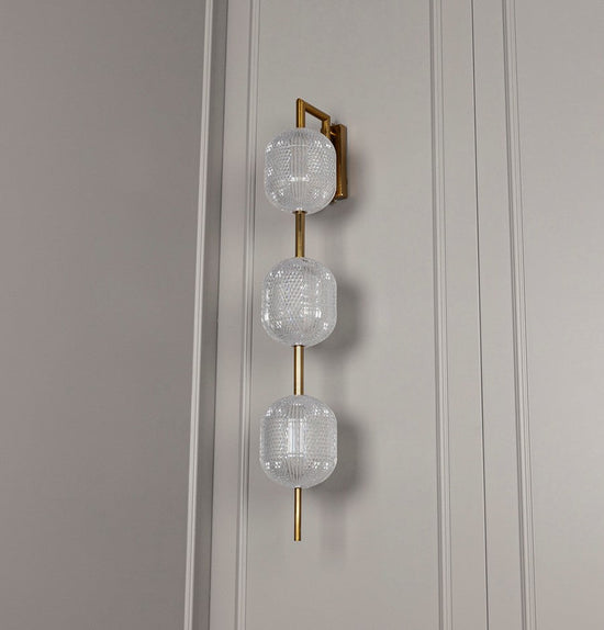 Sofia Triple Acrylic Antique Wall Sconce 90 Cm
