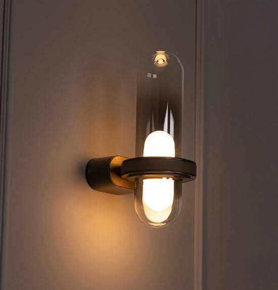 Kabil Single Smoked Glass Gray Wall Sconce 28 Cm