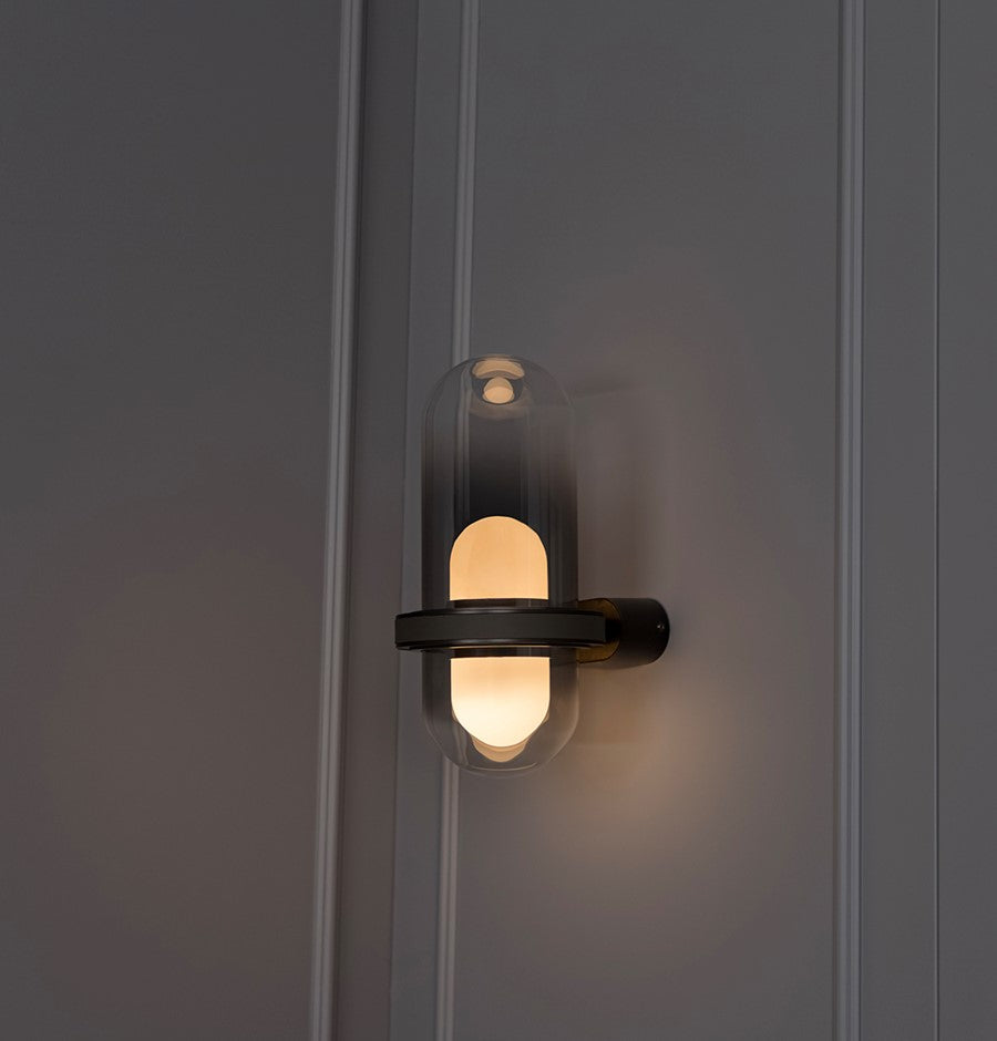 Kabil Single Smoked Glass Gray Wall Sconce 32 Cm - Heka Lighting & Trading Limited