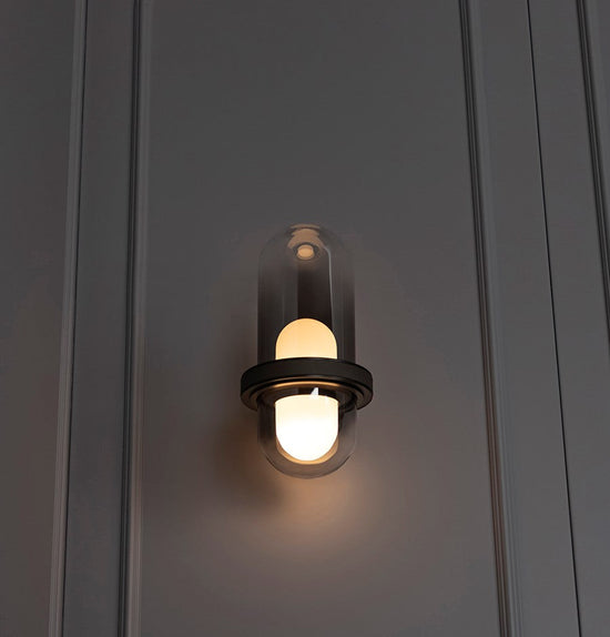Kabil Single Smoked Glass Gray Wall Sconce 32 Cm