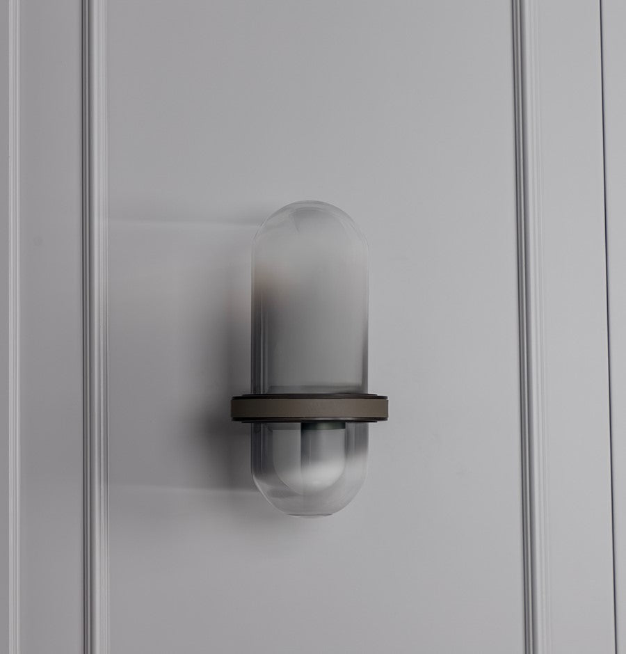 Kabil Single Smoked Glass Gray Wall Sconce 32 Cm - Heka Lighting & Trading Limited