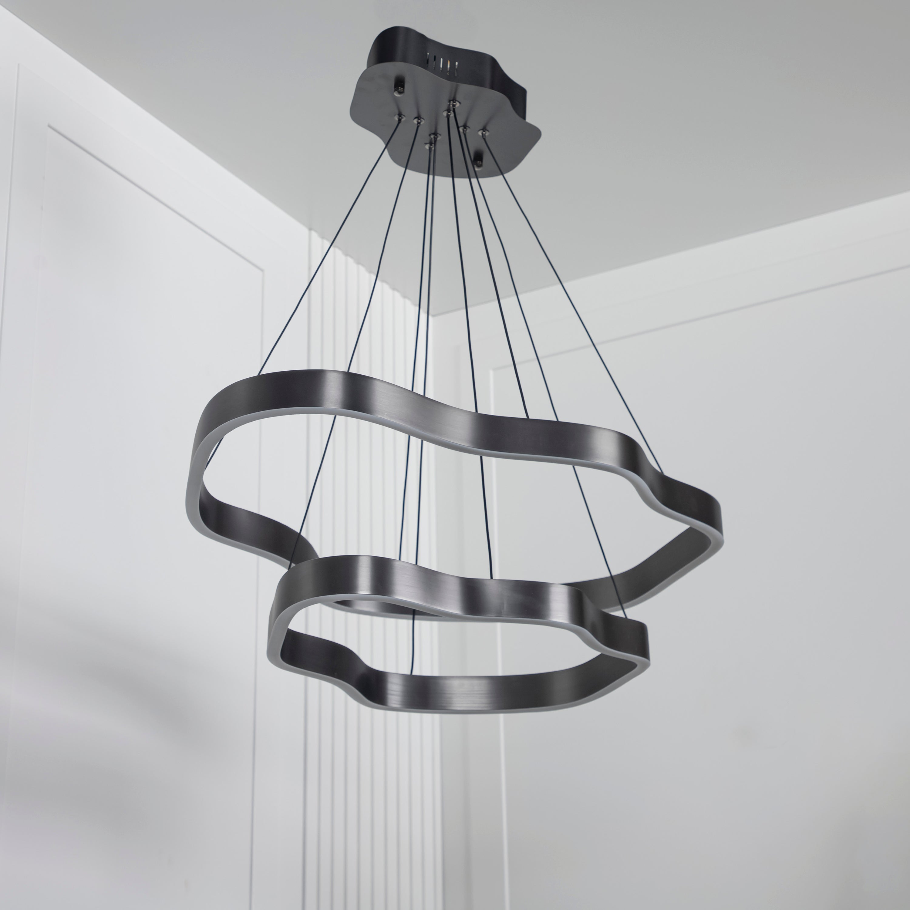 Marsis 2-Row Stainless Platinum Living Room Led Chandelier - Heka Lighting & Trading Limited