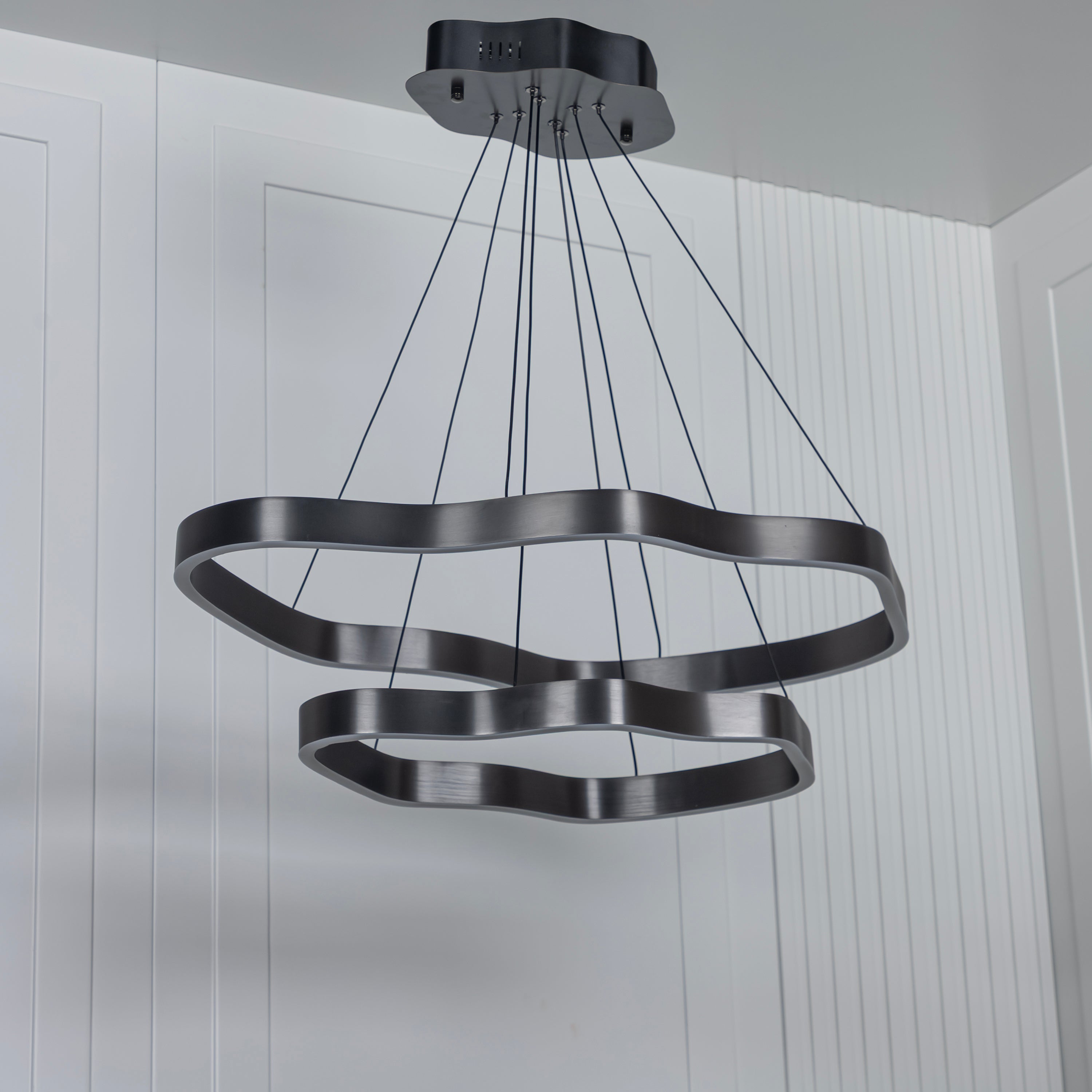 Marsis 2-Row Stainless Platinum Living Room Led Chandelier - Heka Lighting & Trading Limited