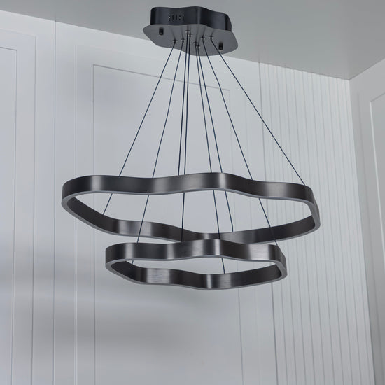 Marsis 2-Row Stainless Platinum Living Room Led Chandelier