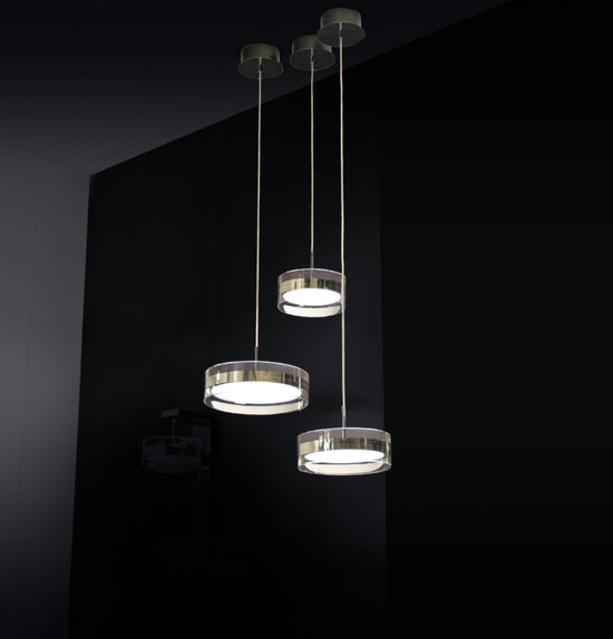 Berlin Platinum Stainless Transparent Glass Pendant Light Chandelier 30 Cm