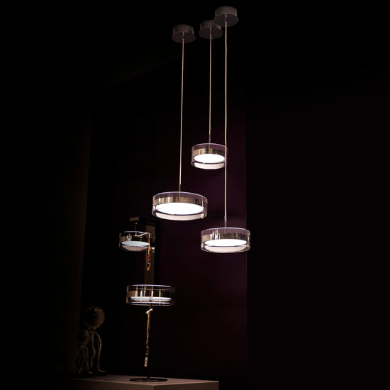 Berlin Platinum Stainless Transparent Glass Pendant Light Chandelier 30 Cm