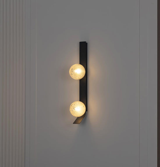Helsingör Double Bubbly Soft Glass Black Wall Sconce