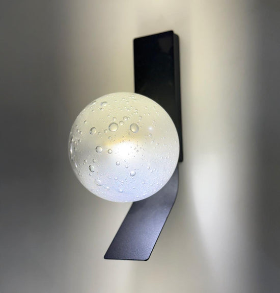 Helsingör Single Bubbly Soft Glass Black Wall Sconce