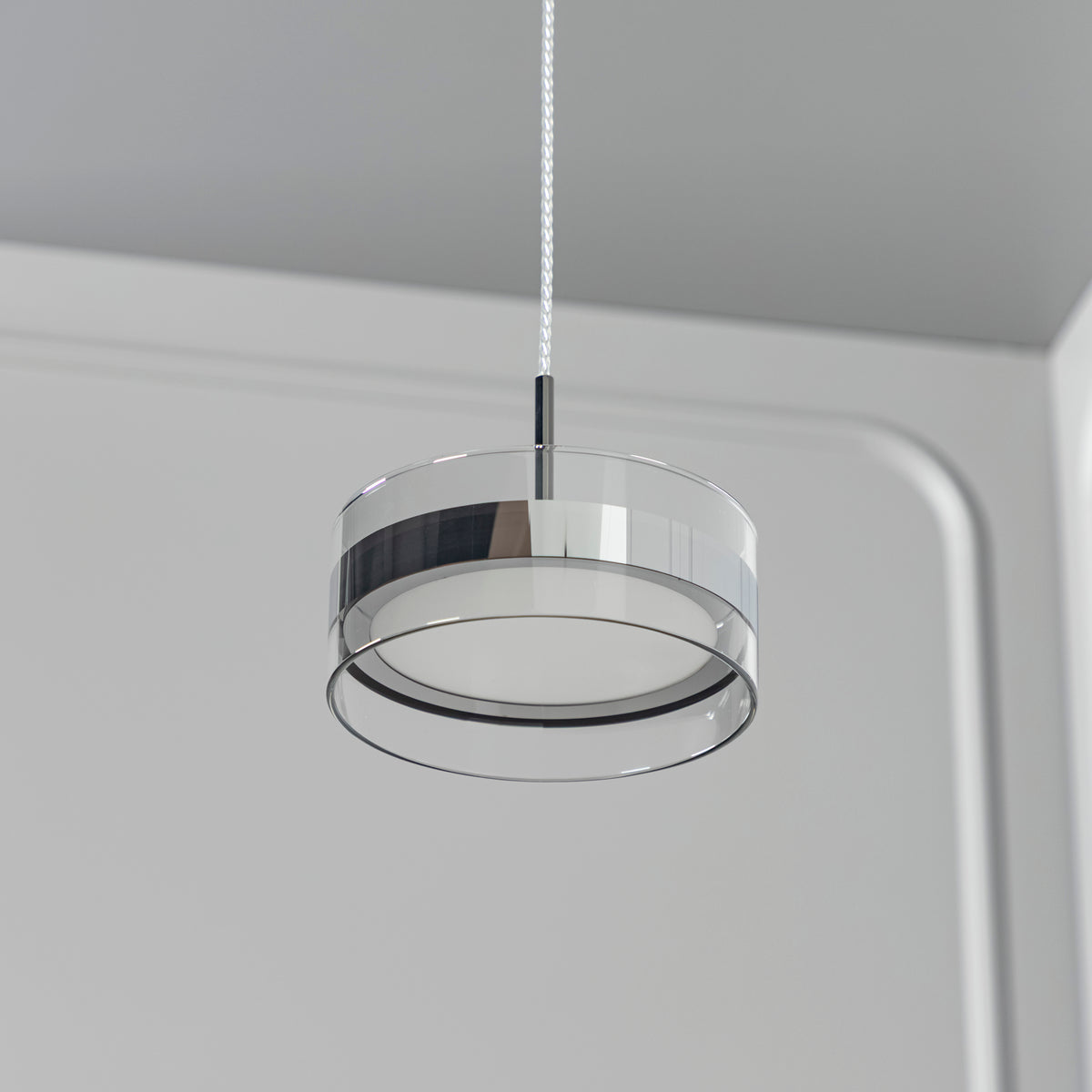 Berlin Platinum Stainless Transparent Glass Pendant Light Chandelier 20 Cm