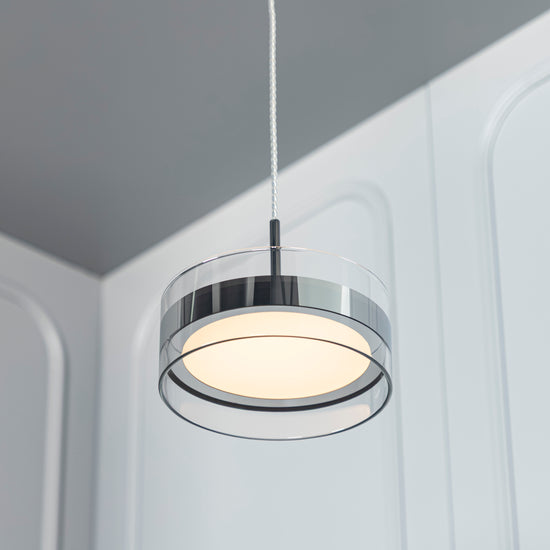 Berlin Platinum Stainless Transparent Glass Pendant Light Chandelier 20 Cm