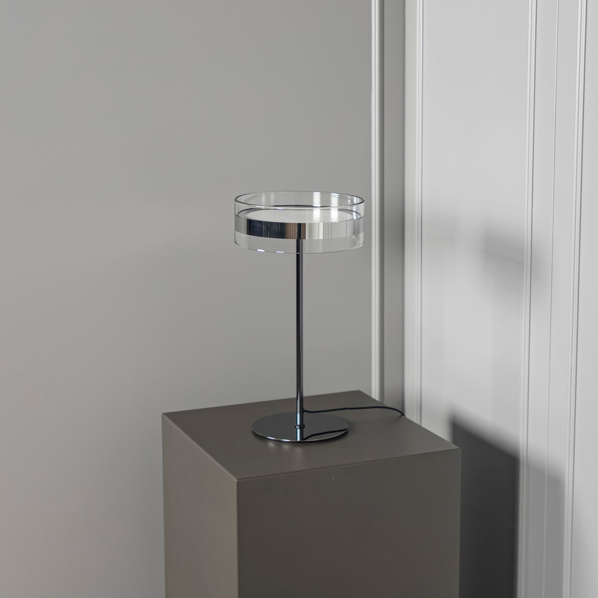 Berlin Platinum Stainless Transparent Glass Table Lamp