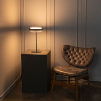Berlin Platinum Stainless Transparent Glass Table Lamp
