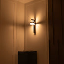 Berlin Platinum Stainless Transparent Glass Led Wall Sconce