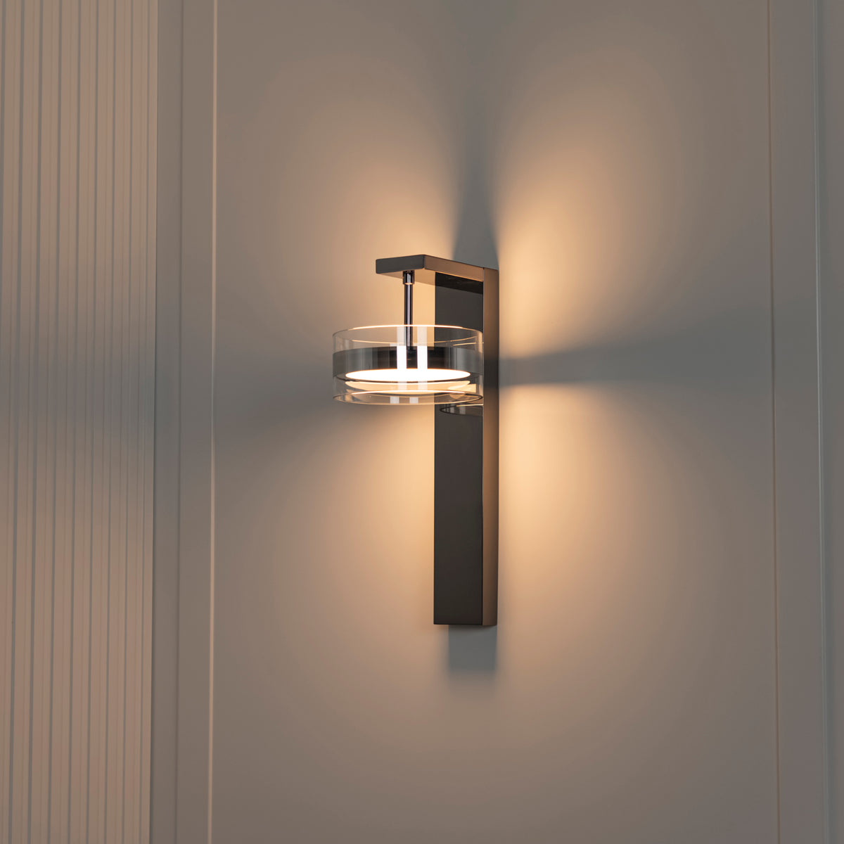 Berlin Platinum Stainless Transparent Glass Led Wall Sconce