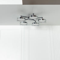 Berlin 5-Piece Platinum Stainless Transparent Glass Plafonier Chandelier