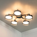 Berlin 5-Piece Platinum Stainless Transparent Glass Plafonier Chandelier