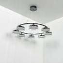 Berlin 8-Piece Platinum Stainless Transparent Glass Chandelier