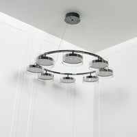 Berlin 8-Piece Platinum Stainless Transparent Glass Chandelier