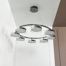 Berlin 8-Piece Platinum Stainless Transparent Glass Chandelier