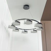 Berlin 8-Piece Platinum Stainless Transparent Glass Chandelier