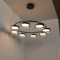 Berlin 8-Piece Platinum Stainless Transparent Glass Chandelier