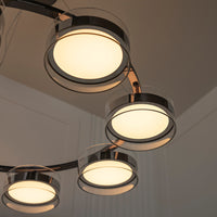 Berlin 8-Piece Platinum Stainless Transparent Glass Chandelier