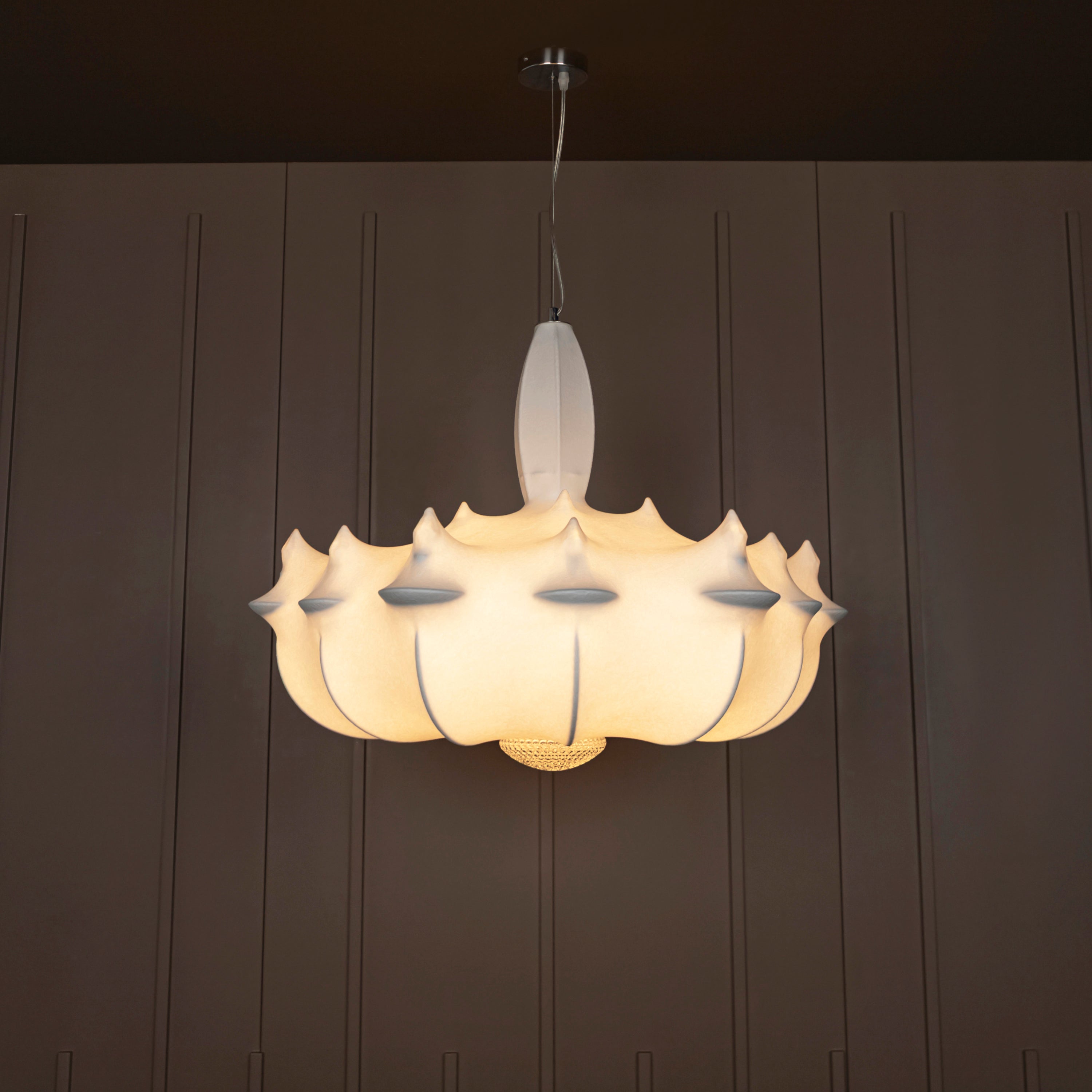 Epsilon Soft Touch White Transparent Pendant Light Chandelier 80 Cm