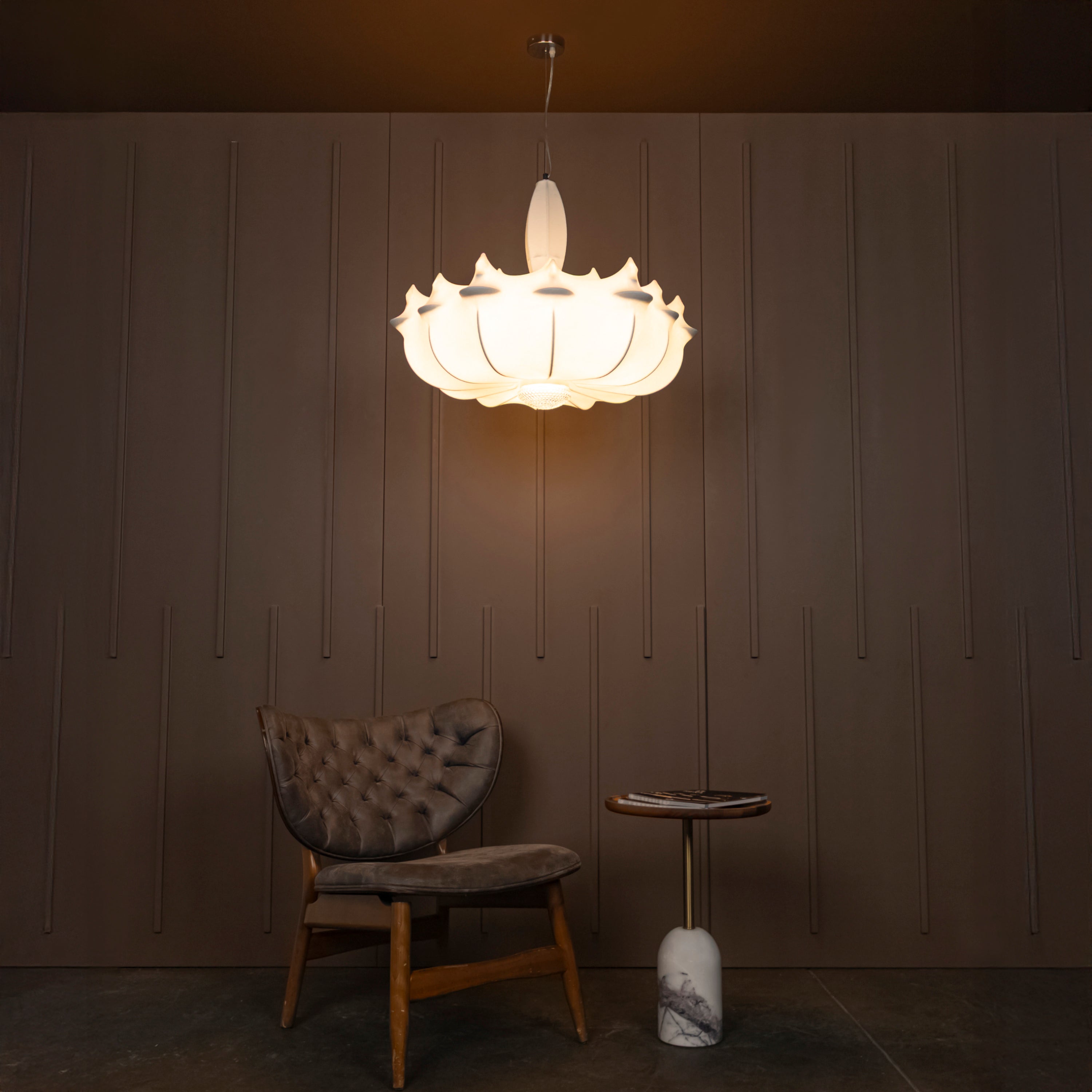 Epsilon Soft Touch White Transparent Pendant Light Chandelier 80 Cm
