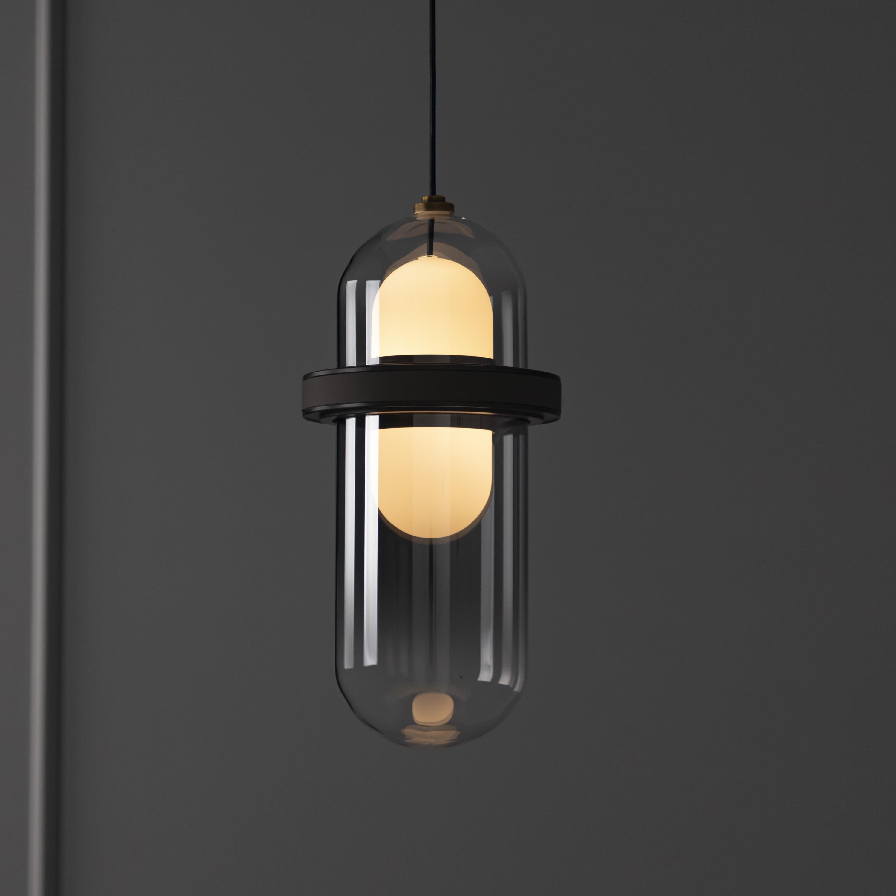 Kabil Single Smoked Glass Gray Pendant Light 28 Cm