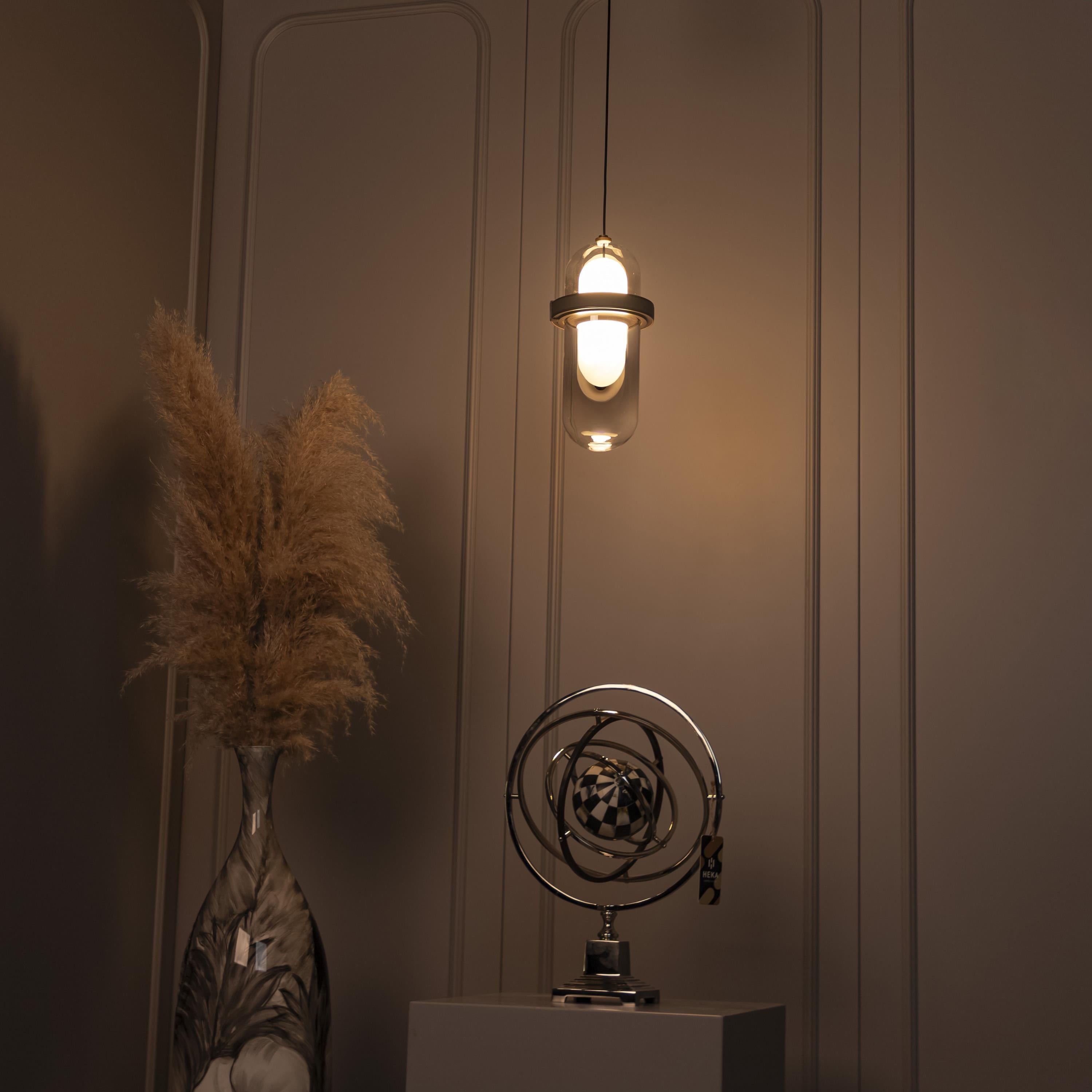 Kabil Single Smoked Glass Gray Pendant Light 28 Cm - Heka Lighting & Trading Limited