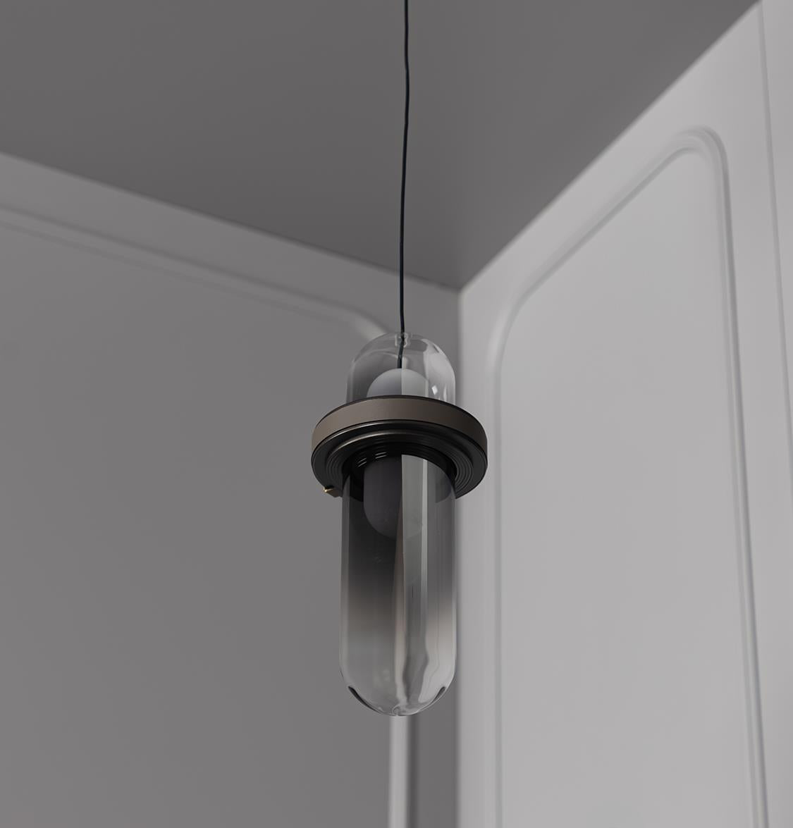 Kabil Single Smoked Glass Gray Pendant Light 37 Cm - Heka Lighting & Trading Limited