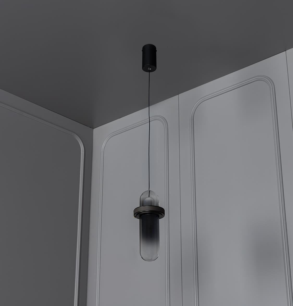 Kabil Single Smoked Glass Gray Pendant Light 37 Cm - Heka Lighting & Trading Limited