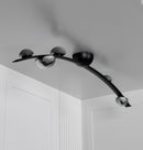 Kinþasa Black Leather Five Smoked Glass Flush Mount Ceiling Light - Heka Lighting & Trading Limited