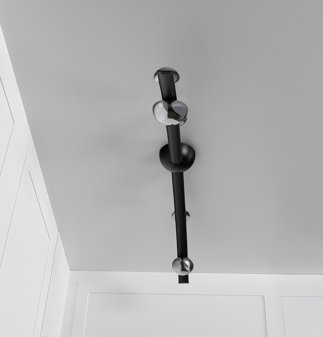 Kinþasa Black Leather Five Smoked Glass Flush Mount Ceiling Light - Heka Lighting & Trading Limited