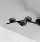 Kinþasa Black Leather Five Smoked Glass Flush Mount Ceiling Light - Heka Lighting & Trading Limited