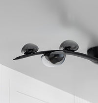 Kinþasa Black Leather Five Smoked Glass Flush Mount Ceiling Light - Heka Lighting & Trading Limited