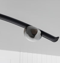 Kinþasa Black Leather Five Smoked Glass Flush Mount Ceiling Light - Heka Lighting & Trading Limited