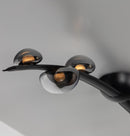 Kinþasa Black Leather Five Smoked Glass Flush Mount Ceiling Light - Heka Lighting & Trading Limited