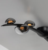 Kinþasa Black Leather Five Smoked Glass Flush Mount Ceiling Light - Heka Lighting & Trading Limited