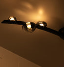 Kinþasa Black Leather Five Smoked Glass Flush Mount Ceiling Light - Heka Lighting & Trading Limited