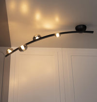 Kinþasa Black Leather Four Smoked Glass Flush Mount Ceiling Light - Heka Lighting & Trading Limited
