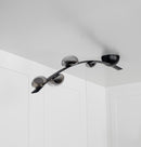 Kinþasa Black Leather Four Smoked Glass Flush Mount Ceiling Light - Heka Lighting & Trading Limited