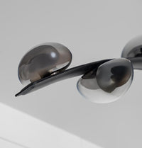 Kinþasa Black Leather Four Smoked Glass Flush Mount Ceiling Light - Heka Lighting & Trading Limited