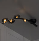 Kinþasa Black Leather Four Smoked Glass Flush Mount Ceiling Light - Heka Lighting & Trading Limited