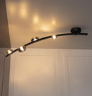 Kinþasa Black Leather Four Smoked Glass Flush Mount Ceiling Light - Heka Lighting & Trading Limited