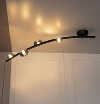 Kinþasa Black Leather Four Smoked Glass Flush Mount Ceiling Light - Heka Lighting & Trading Limited