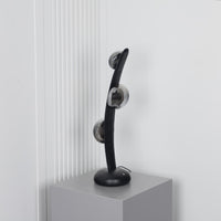 Kinþasa Black Leather Three Smoked Glass Table Lamp - Heka Lighting & Trading Limited
