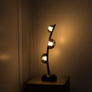 Kinþasa Black Leather Three Smoked Glass Table Lamp - Heka Lighting & Trading Limited