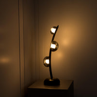 Kinþasa Black Leather Three Smoked Glass Table Lamp - Heka Lighting & Trading Limited