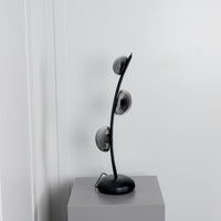 Kinþasa Black Leather Three Smoked Glass Table Lamp - Heka Lighting & Trading Limited